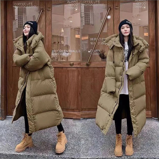 EB | Lange Pufferjacke mit Kapuze für Damen - Winter