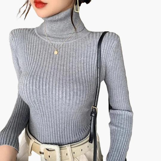 EB | Rollkragenpullover Gerippt Basic Langarm - Vielseitiger Herbst & Winter Look