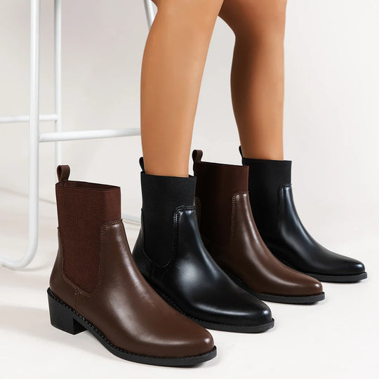 EB | Chelsea Boots mit Blockigem Absatz und Spitzer Zehe