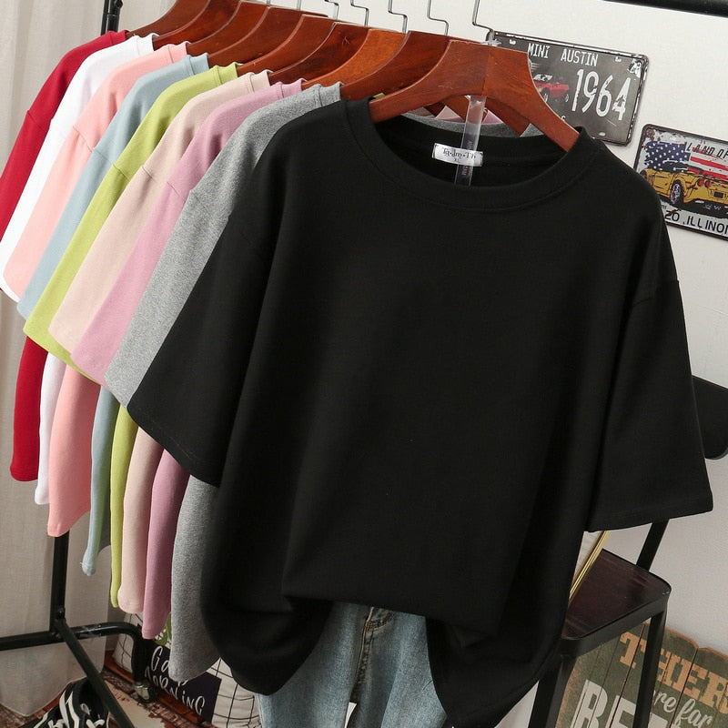 EB | Oversized Baumwoll-Basic-T-Shirt für Damen