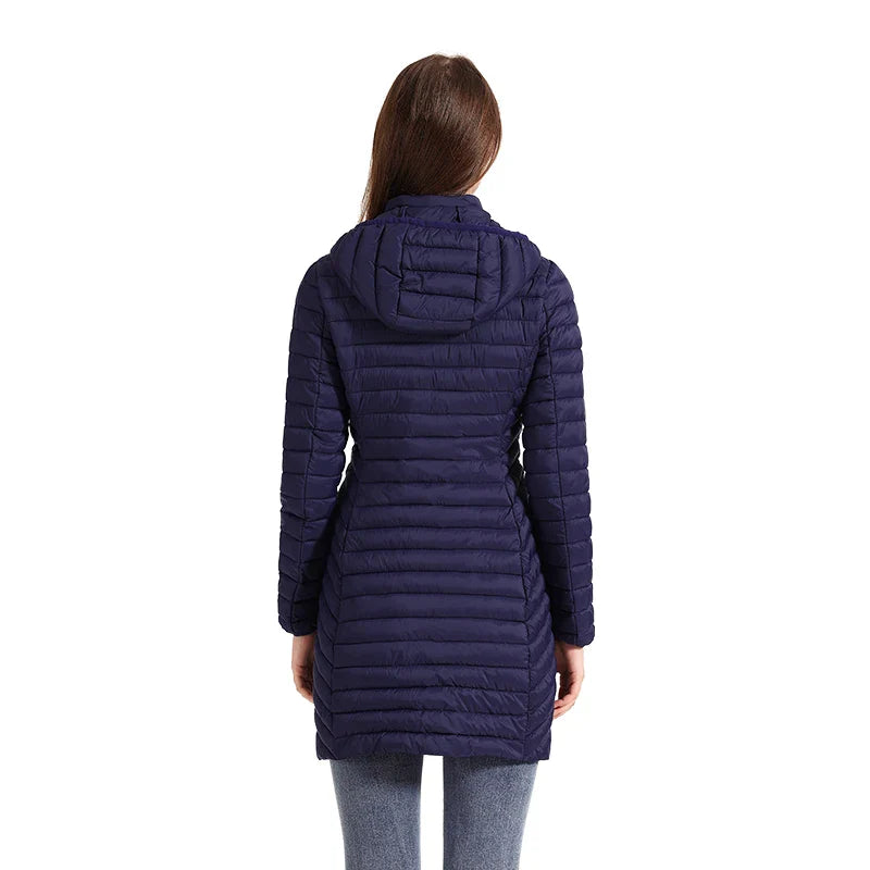 EB | Slim Fit Abnehmbare Kapuze Reißverschluss Baumwolle Winterjacke