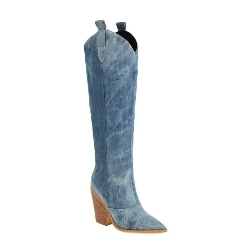 EB | Knielange Denim Stiefel