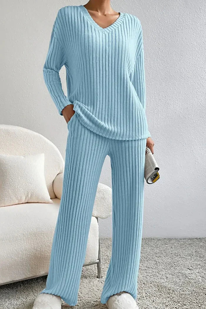 EB | Damen Rippstrick Zwei-Teilen Loungewear Set