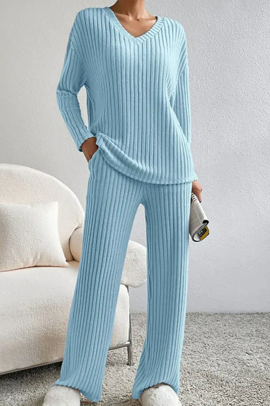 EB | Damen Rippstrick Zwei-Teilen Loungewear Set