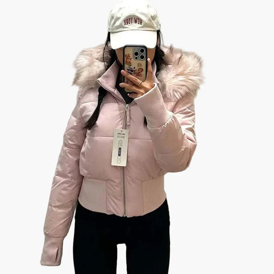 EB | Winterjacke mit Kapuze und Fellkragen - Modische, Taillierte Übergangsjacke für Herbst und Winter