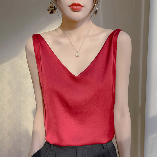 EB | Ärmloser Top Aus Satin Seide