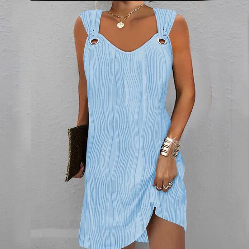 Damen Strandkleid mit seitlichem Schlitz und dünnen Trägern EB