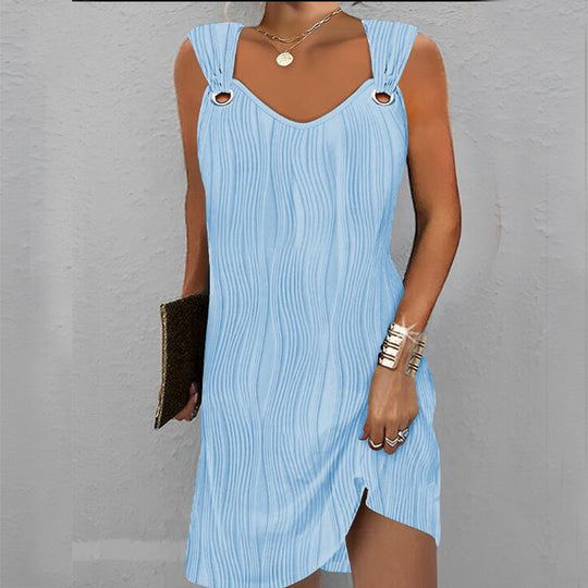Damen Strandkleid mit seitlichem Schlitz und dünnen Trägern EB