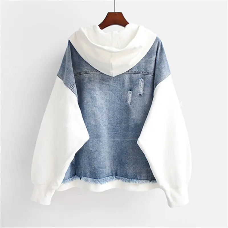 EB | Denim-hoodie Jacke Hybrid Design Trendy und Lässig