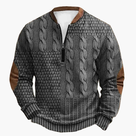EB | Strickpullover mit Zopfmuster und Viertelreißverschluss - Modischer Freizeitpullover für Herbst und Winter