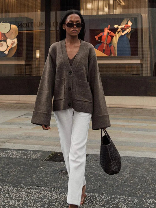 EB | Eleganter V-Ausschnitt Cardigan