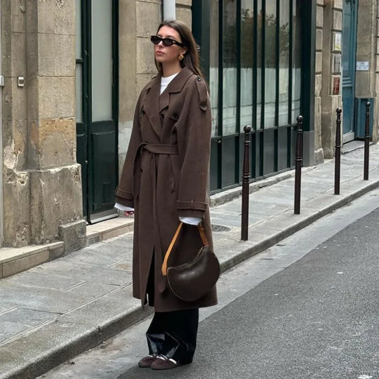 EB | Wolliger Mid-Length/Kurzer Trenchcoat