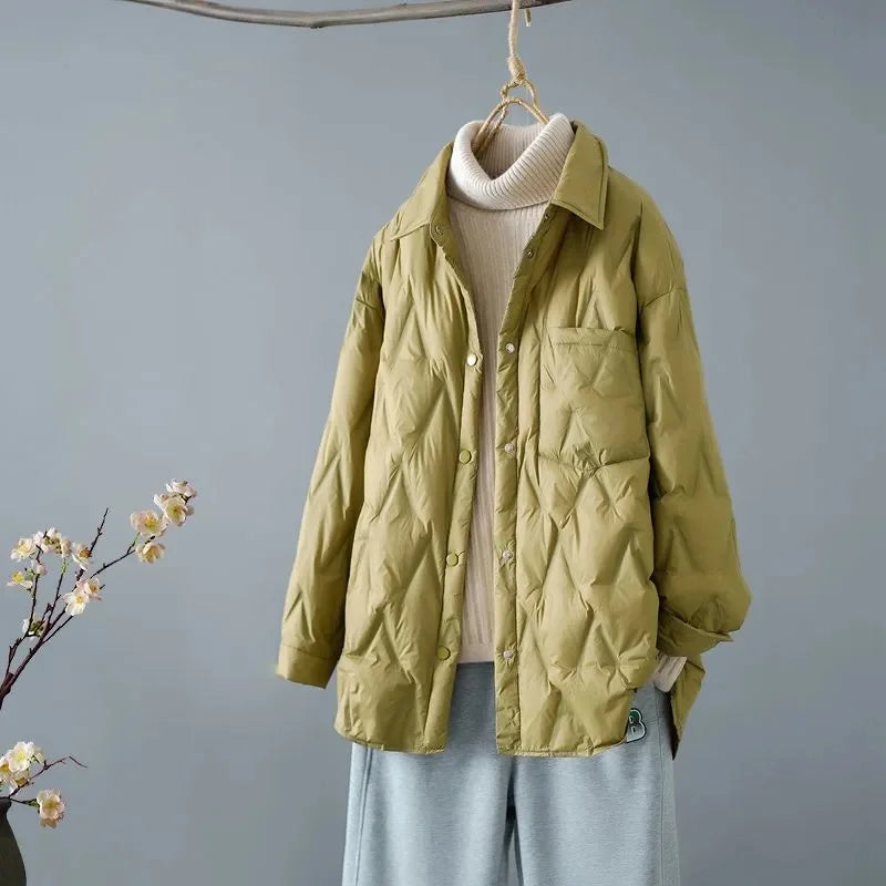 EB | Gestepptes Shirt-Jacke - Lockere Passform - Knopfverschluss - Leichtes Layering-Stück