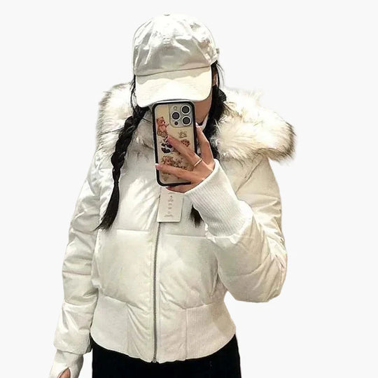 EB | Winterjacke mit Kapuze und Fellkragen - Modische, Taillierte Übergangsjacke für Herbst und Winter