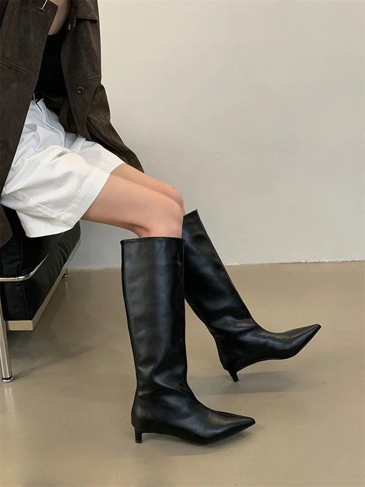 EB | Knielange Dünne Absatzstiefel