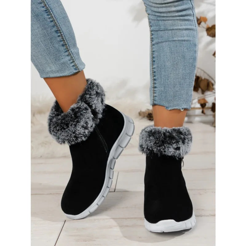 EB | Runde Zehe Schlichte Plüsch Winterschuhe