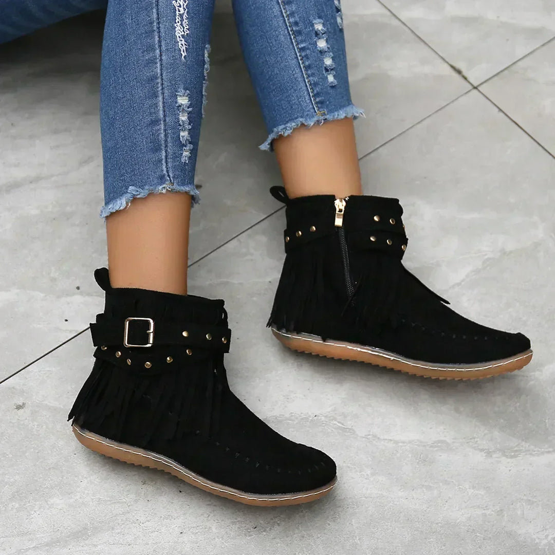 Ankle Boots Mit Fransen Und Nieten EB