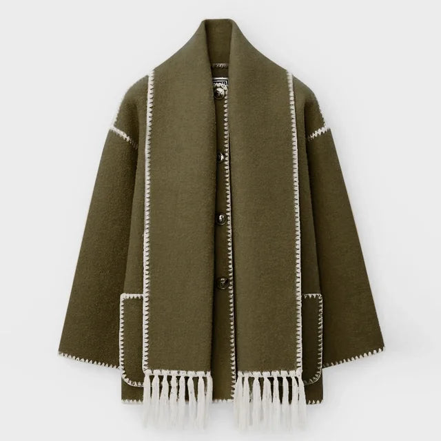 EB | Schal Jacke Aus Wollmischgewebe