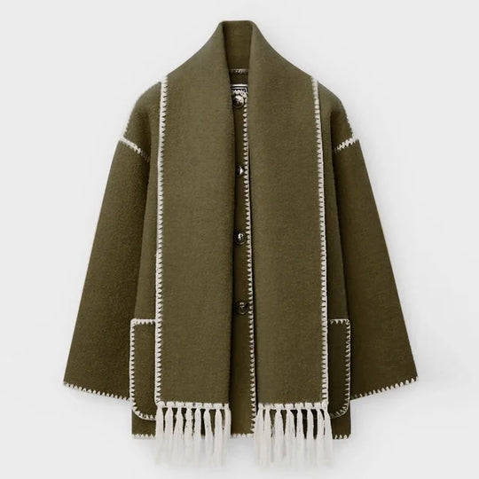 EB | Schal Jacke Aus Wollmischgewebe