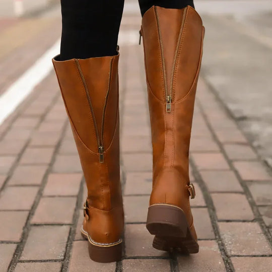 EB | High-Top Biker Stiefel mit Blockabsatz und Schnallendesign