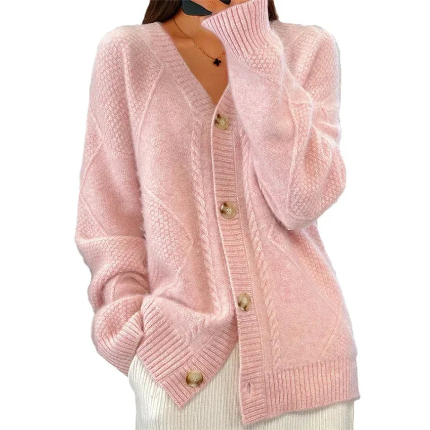 EB | Strick-Cardigan mit V-Ausschnitt und Knopfleiste für Damen