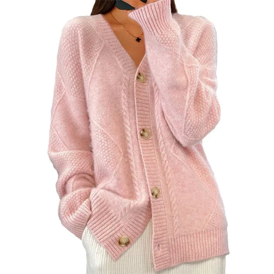 EB | Strick-Cardigan mit V-Ausschnitt und Knopfleiste für Damen