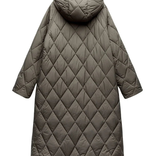 EB | Lange Steppjacke mit Verstellbarer Kapuze für Frauen Ideal für Den Winter