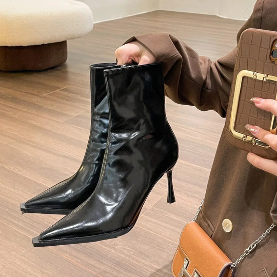 Damen Party Stiefel Spitzewagen Eleganter Stil Synthetisches Leder EB