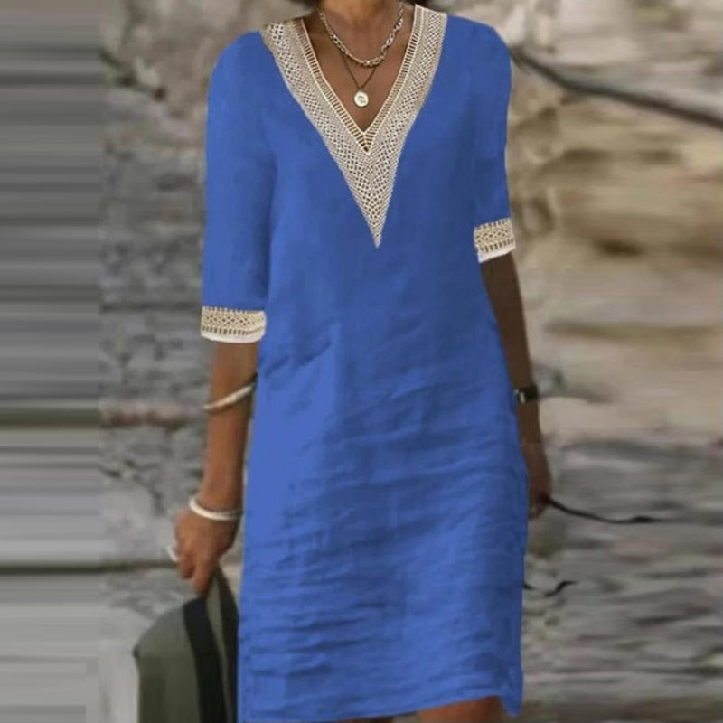 EB | Stilvolles Leinen Sommerkleid für Frauen