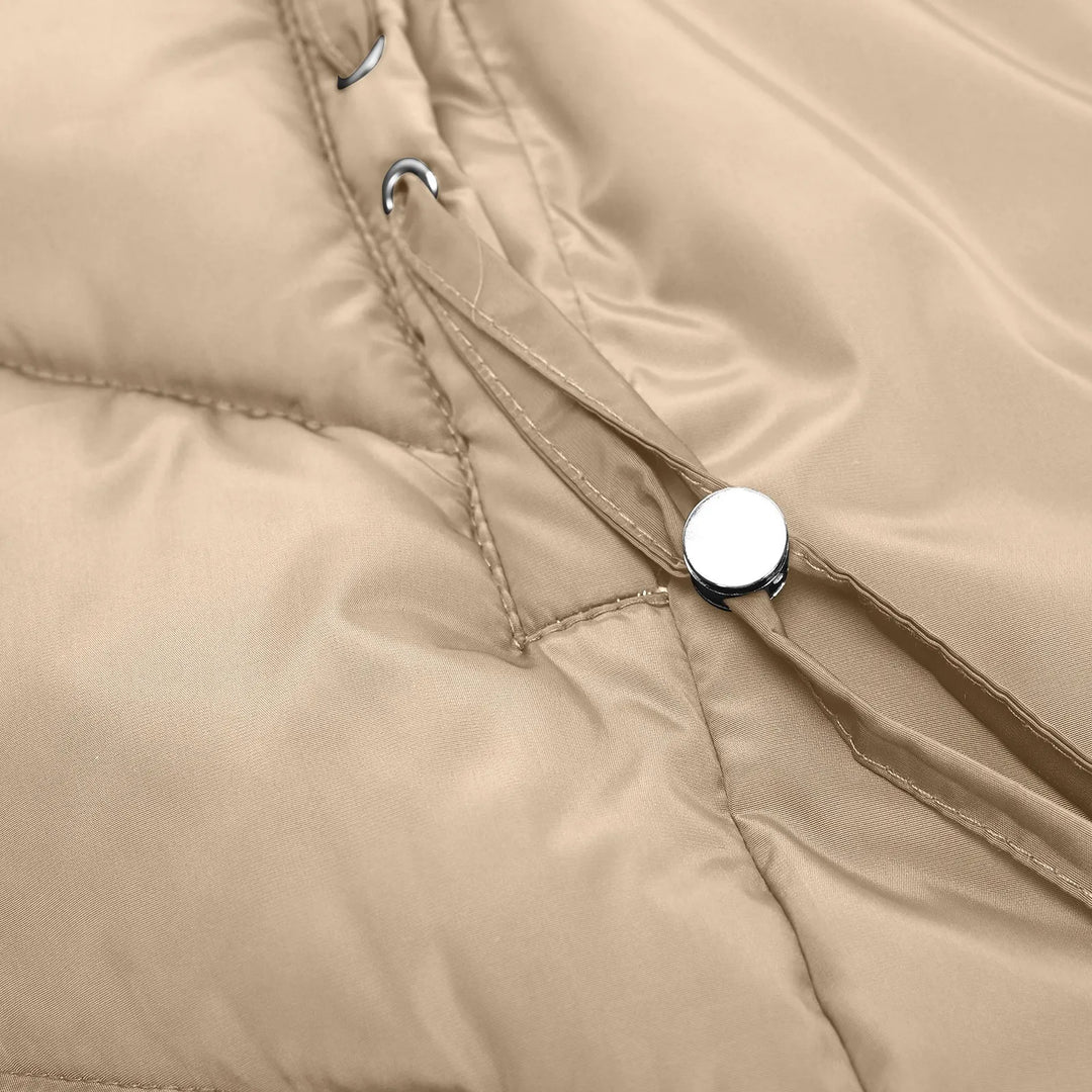 EB | Wintermantel Lang Steppjacke mit Kapuze - Winddichter, Warmer Outdoor Parka