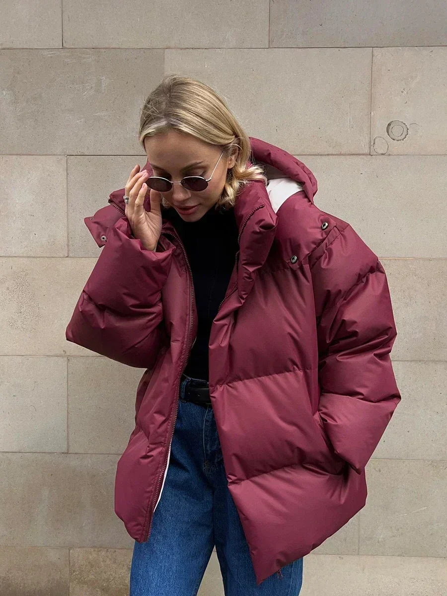 EB | Steppparka mit Kapuze und Taschen für Frauen Ideal für den Winter