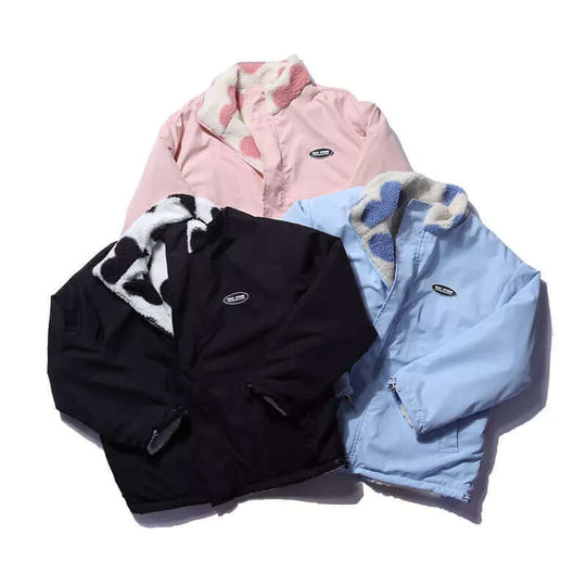 EB | Wendbarer Herz-Druckmantel mit plüschigem Fleece-Futter