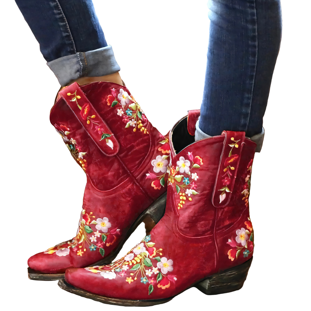 Damen Cowgirl Stiefel Vintage Stil Wasserabweisend EB