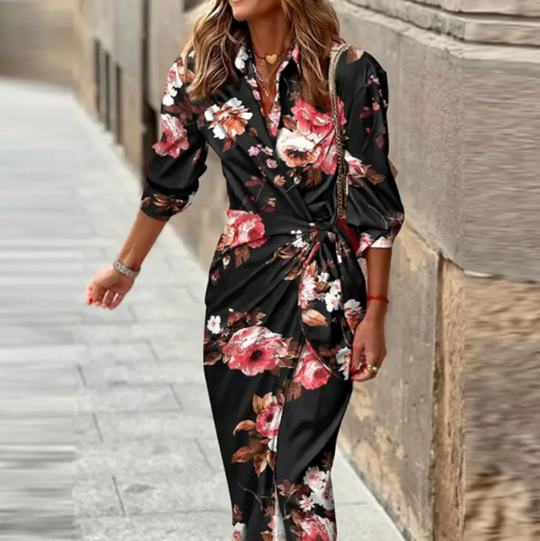 EB | Bedrucktes Elegantes Kleid mit Halben Ärmeln