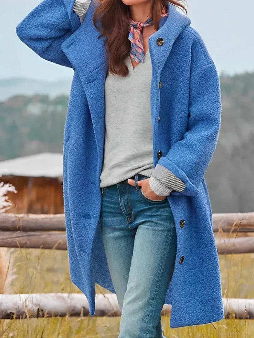 EB | Übergrobe Bouclé-Jacke mit Knopfverschluss