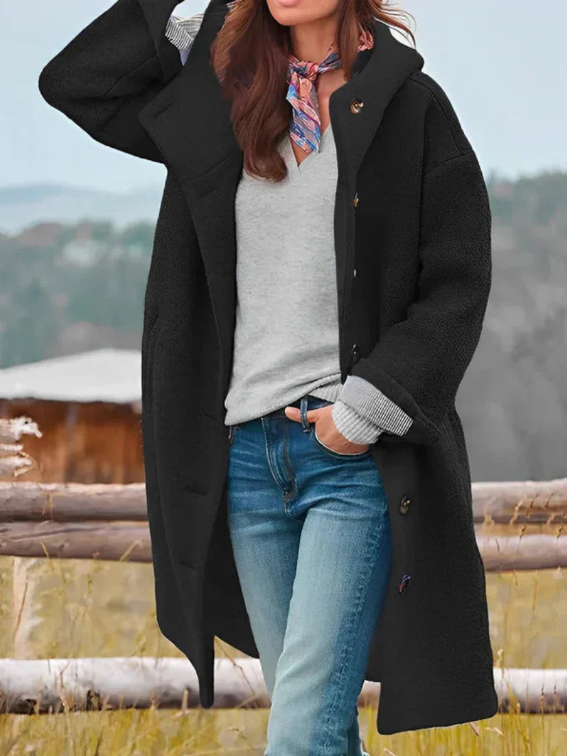 EB | Übergrobe Bouclé-Jacke mit Knopfverschluss