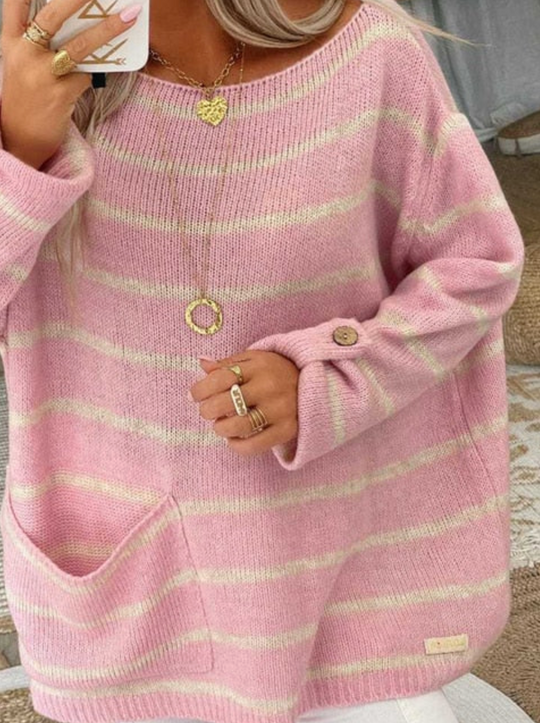 EB | Strick Oversize Pullover Wollmischung Lässig, Farblich
