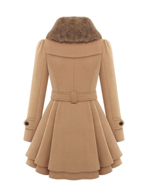 EB | Wollmischjacke - stilvolle doppelte Breasted Jacke mit Gürtel