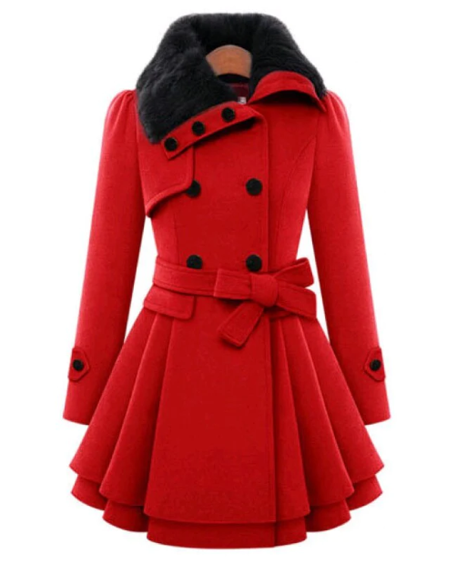 EB | Wollmischjacke - stilvolle doppelte Breasted Jacke mit Gürtel