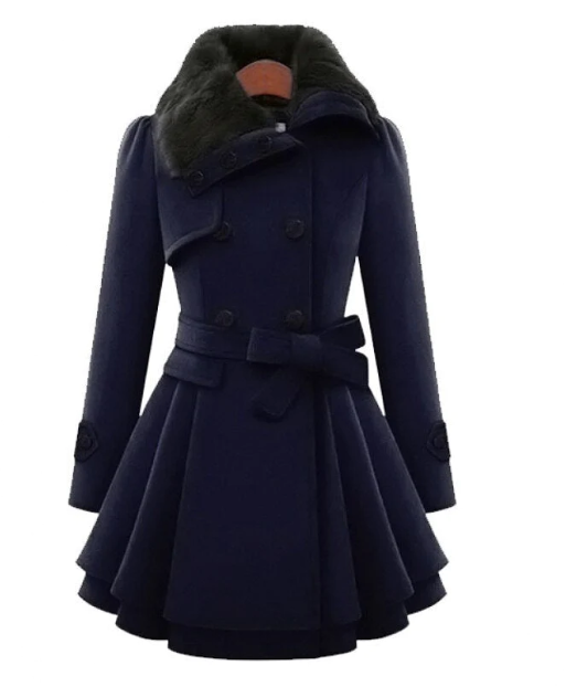 EB | Wollmischjacke - stilvolle doppelte Breasted Jacke mit Gürtel