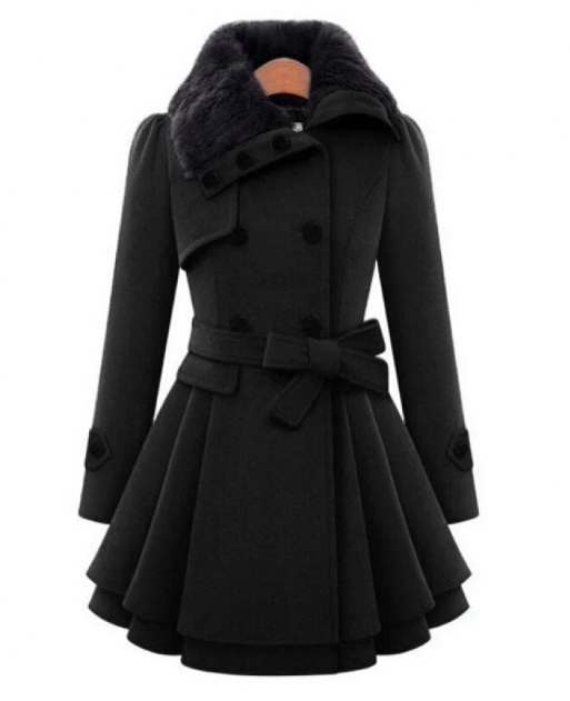 EB | Wollmischjacke - stilvolle doppelte Breasted Jacke mit Gürtel