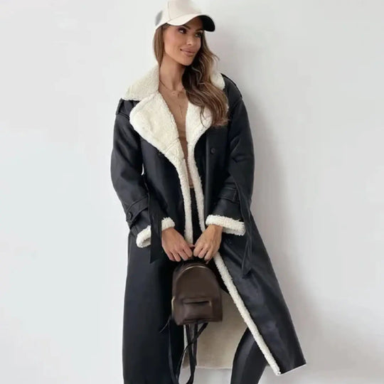 EB | Lange Klassische Jacke mit Fleece Fütterung und Teddykragen