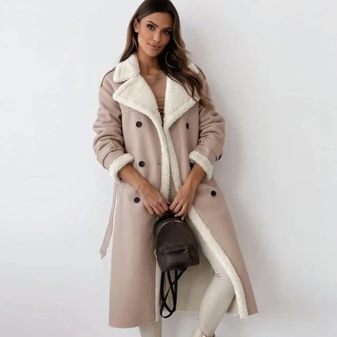 EB | Lange Klassische Jacke mit Fleece Fütterung und Teddykragen