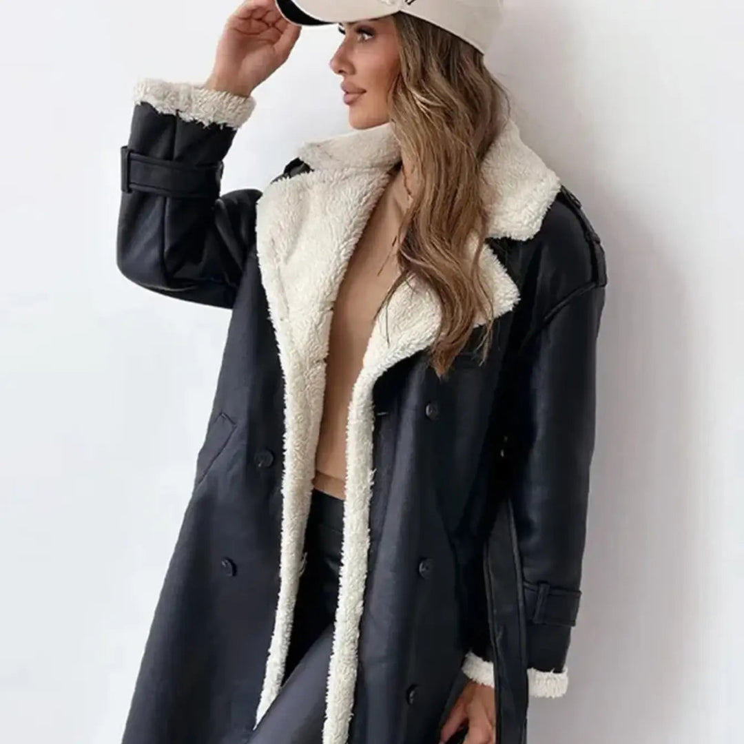 EB | Lange Klassische Jacke mit Fleece Fütterung und Teddykragen