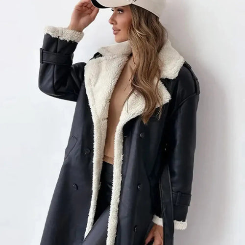 EB | Lange Klassische Jacke mit Fleece Fütterung und Teddykragen