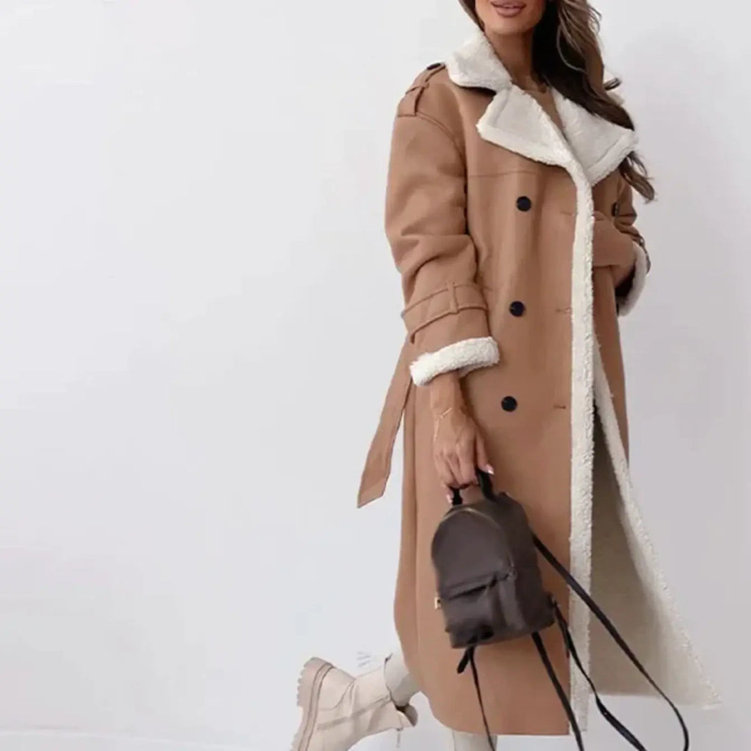 EB | Lange Klassische Jacke mit Fleece Fütterung und Teddykragen