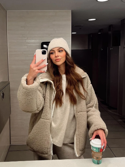 EB | Oversized Teddyjacke mit Kapuze Fleece Warm und Komfortabel