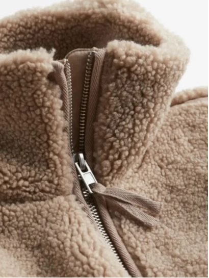 EB | Oversized Teddyjacke mit Kapuze Fleece Warm und Komfortabel