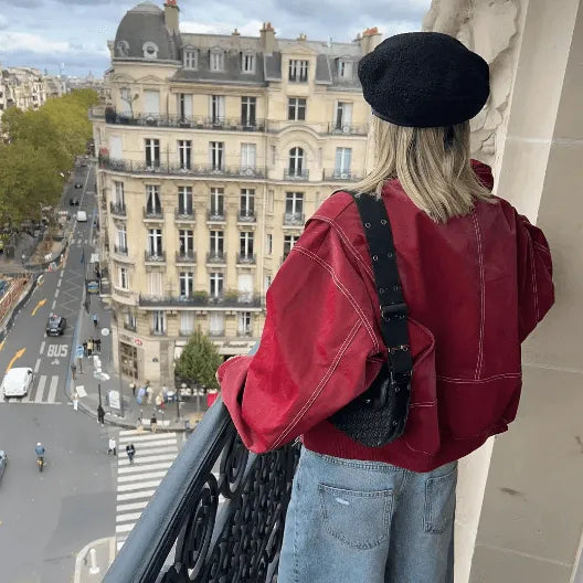EB | Lederjacke Lässig und Cool Schwarz Ideal für Frühling, Herbst und Winter