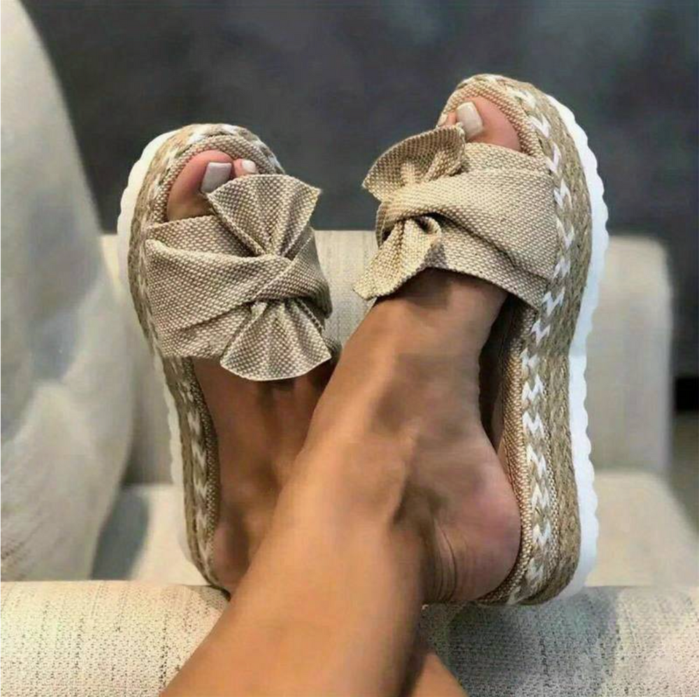Gelbe EspadrilleSandalen Mit Schleife EB